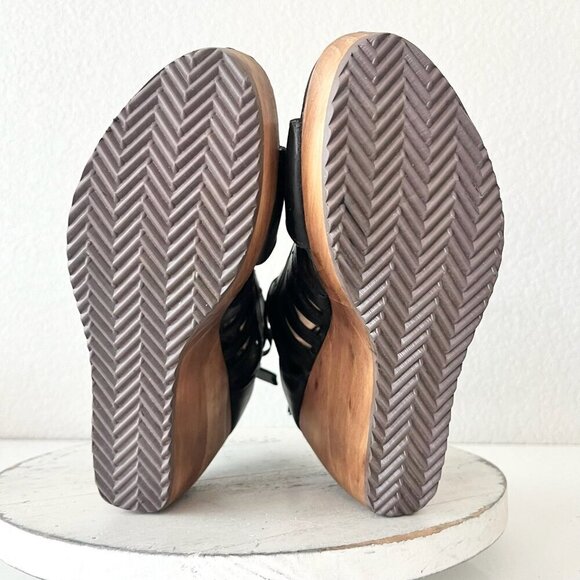 NEW Lane Boots BECCA Womens Black Wedges 8.5 Western Sandals Cowgirl Leather - Picture 8 of 11